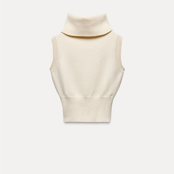 ZARA HIGH COLLAR KNIT VEST TOP - Picture 3 of 5